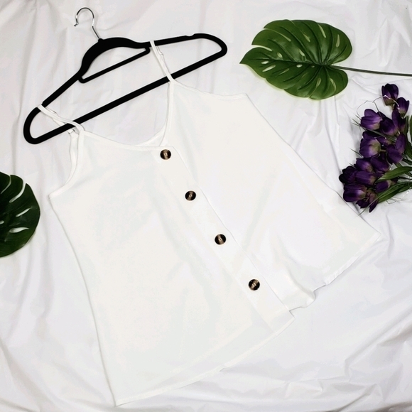 White Button-Down Chic Cami in Size Large - Picture 8 of 8